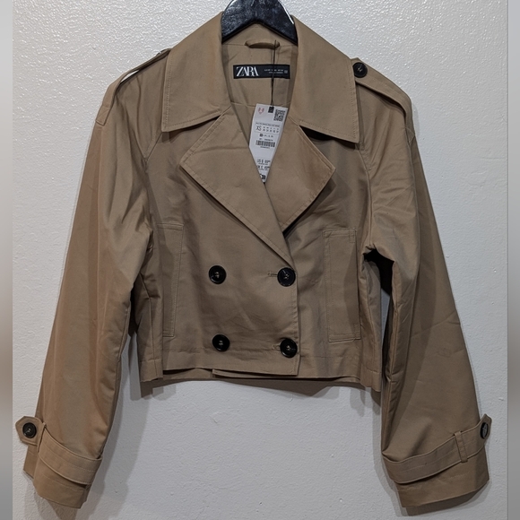 Zara Jackets & Blazers - Zara Women's Cropped Tan Trench Coat